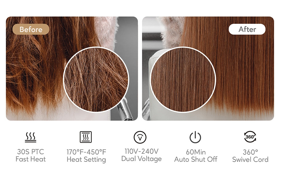 KIPOZI Professional Titanium Dual Voltage Instant Heating Flat Iron 2 In 1 Hair Curler LCD Digital Display
