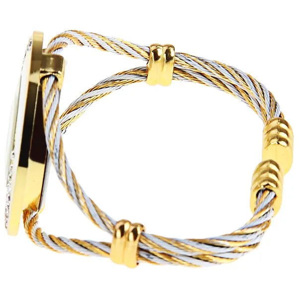 CUSSI Rhinestone Retro Vintage Styling Ribbon Thin Band Women's Watch