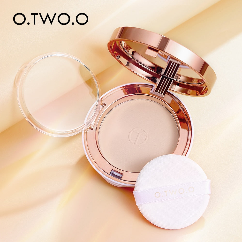 O.TWO.O Cushion Compact Oil-Control 3 Colors Matte Smooth Finish Concealer Makeup Pressed Face Setting Powder