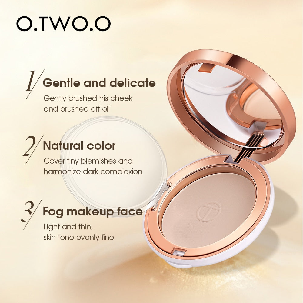 O.TWO.O Cushion Compact Oil-Control 3 Colors Matte Smooth Finish Concealer Makeup Pressed Face Setting Powder