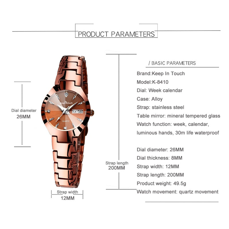 High Quality Women Fashion 2022 Luxury Brand Quartz  Watch With A Small Calendar Dial