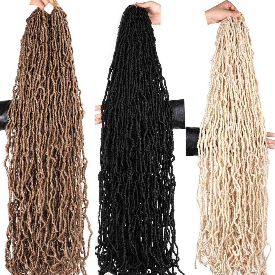 36 Inch 6Packs Extended New Faux Locs Crochet Hair Naturel Loks Pre Looped Synthetic Hair 170g 21Strands/Pack