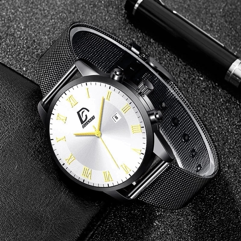 Men's  2022 Minimalist Luxury Stainless Steel Mesh Belt Quartz Wrist Watch