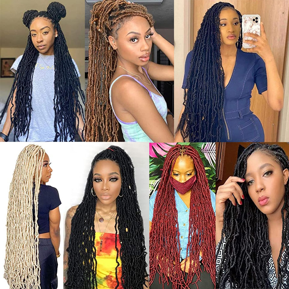 36 Inch 6Packs Extended New Faux Locs Crochet Hair Naturel Loks Pre Looped Synthetic Hair 170g 21Strands/Pack