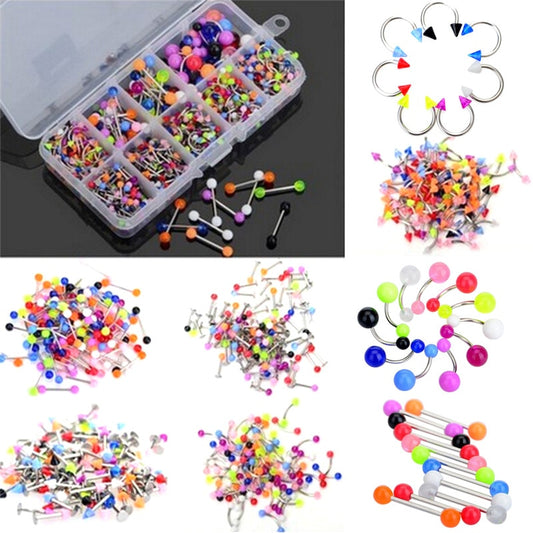 50pcs /set Acrylic Ball Fashion Nose Ring C Clip Septum Lip Eyebrow Helix Piercings Labret Body Jewelry Wholesale