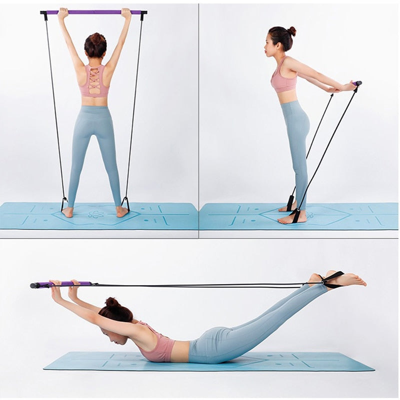 Yoga Crossfit Resistance Bands Pull Rope Rubber Pilates Stick