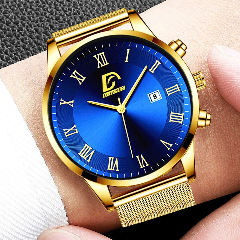 Men's  2022 Minimalist Luxury Stainless Steel Mesh Belt Quartz Wrist Watch