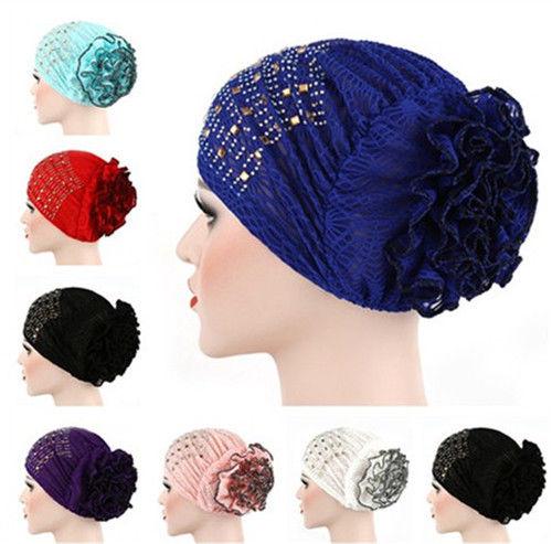 Women Floral Lace Turban Hat