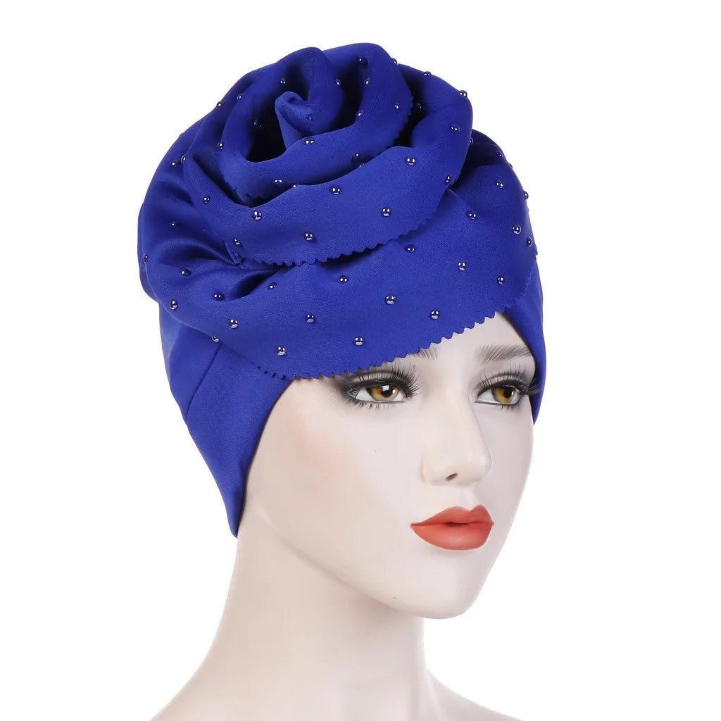 Flower Solid Color Cotton-padded Scarf Hat