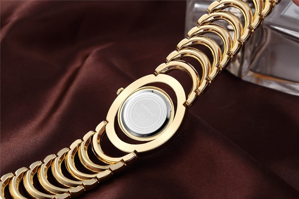 Women's Gold Luxury Brand bracelet Quartz Stainless Steel Rhinestone wristwatch