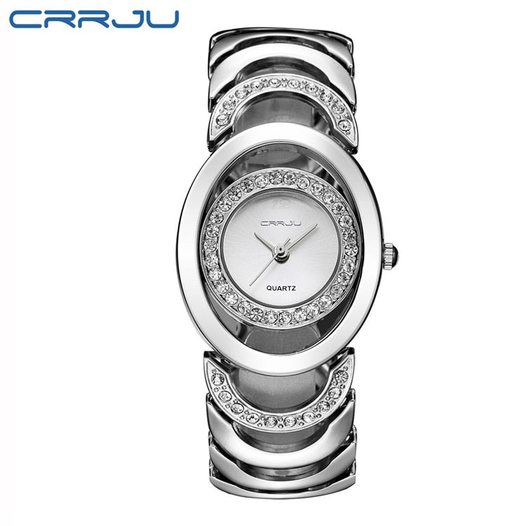 Women's Gold Luxury Brand bracelet Quartz Stainless Steel Rhinestone wristwatch