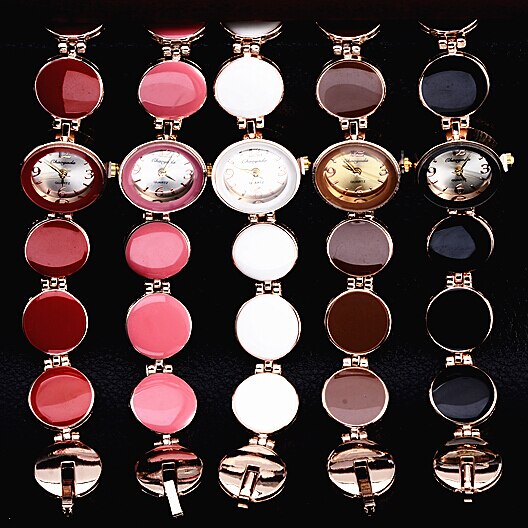 Women Nobler Fashion Casual 5 Colors Wafer Design Round Dial Bracelet Watch