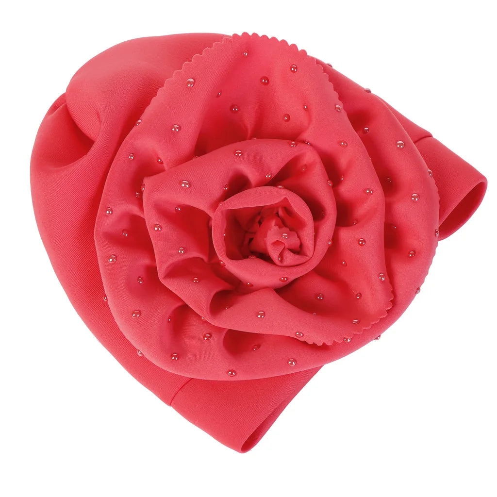 Flower Solid Color Cotton-padded Scarf Hat