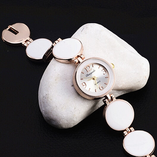 Women Nobler Fashion Casual 5 Colors Wafer Design Round Dial Bracelet Watch