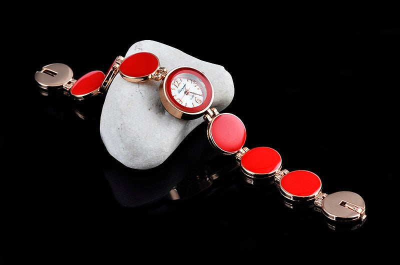 Women Nobler Fashion Casual 5 Colors Wafer Design Round Dial Bracelet Watch