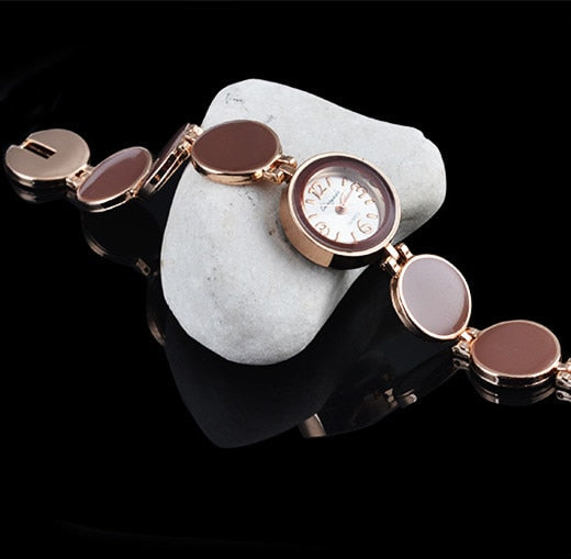 Women Nobler Fashion Casual 5 Colors Wafer Design Round Dial Bracelet Watch