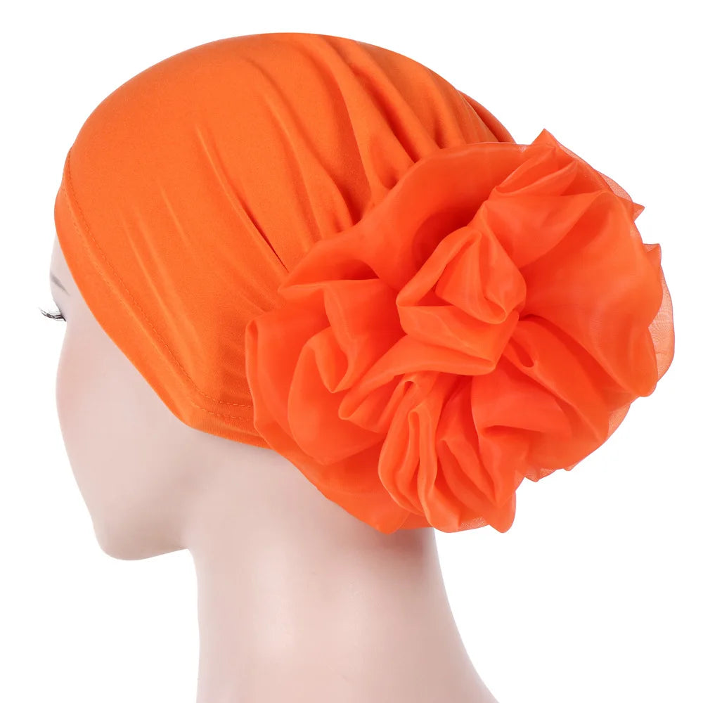 Trendy Fashion Big Flower Turban Bonnet Cap