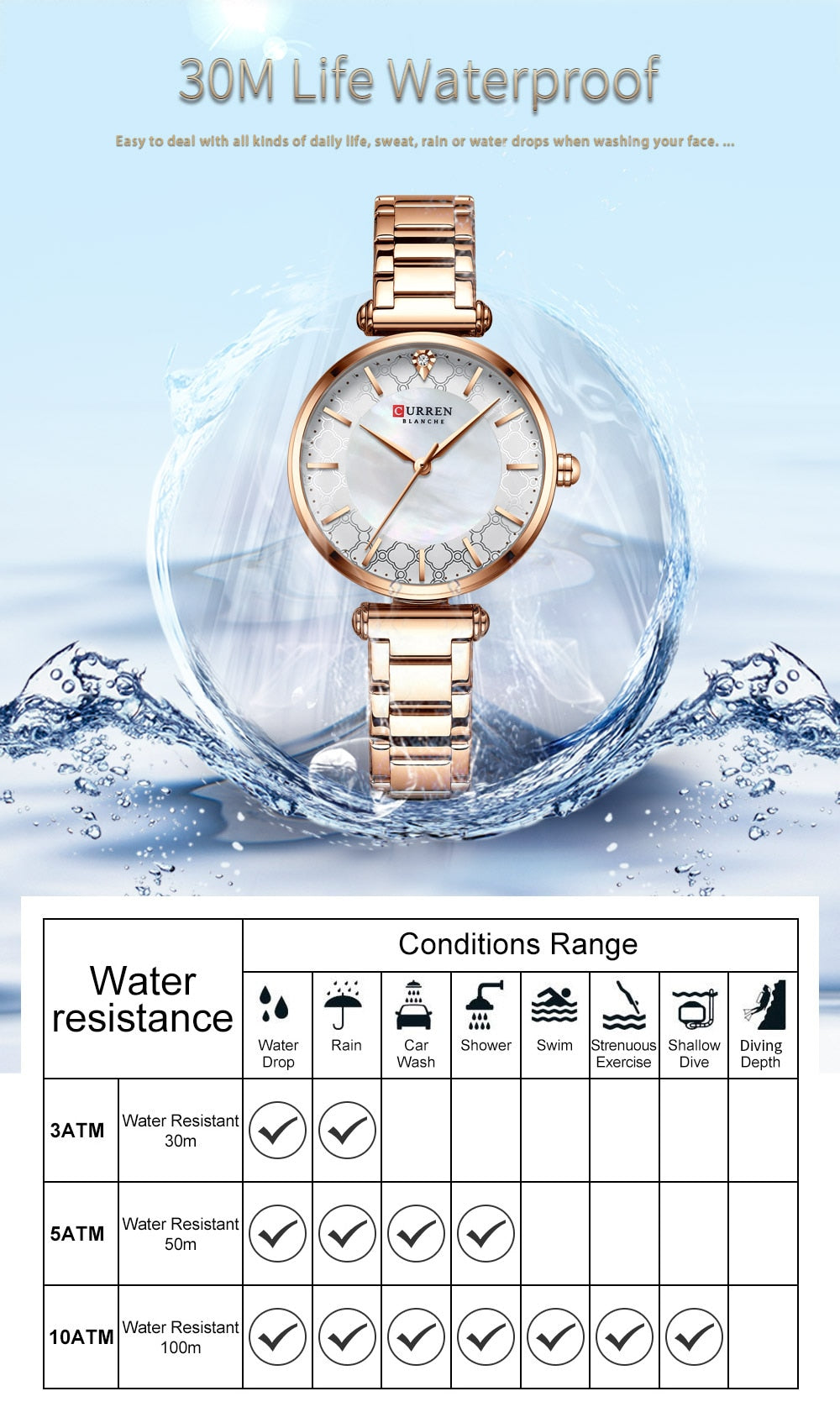 New Fashion Women CURREN Top Brand Ladies Creative Steel Waterproof  Bracelet Watches