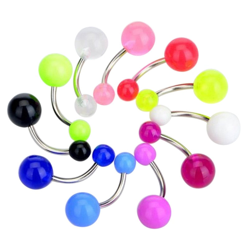 50pcs /set Acrylic Ball Fashion Nose Ring C Clip Septum Lip Eyebrow Helix Piercings Labret Body Jewelry Wholesale