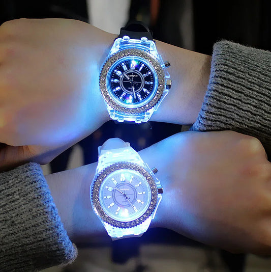 led Flash Luminous Jellies Women /Men's WristWatch