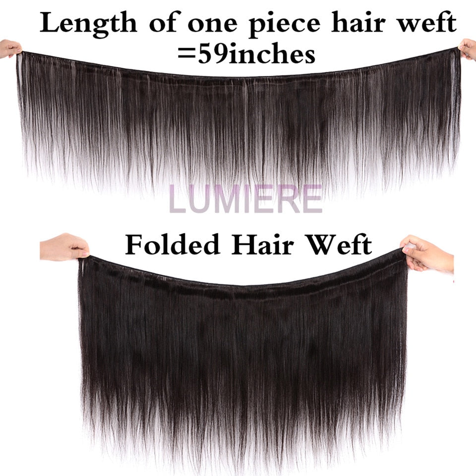 Lumiere 32 38 40 inch Brazilian Bone Straight Human Bundles Hair Weave 1/3/4 Remy Human hair  Extensions