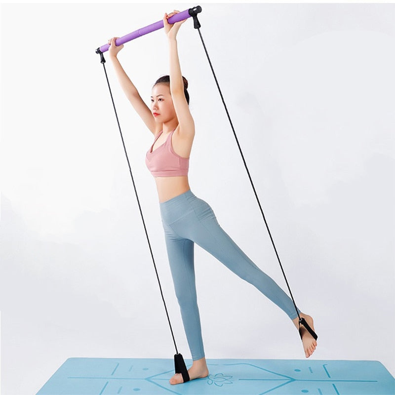 Yoga Crossfit Resistance Bands Pull Rope Rubber Pilates Stick