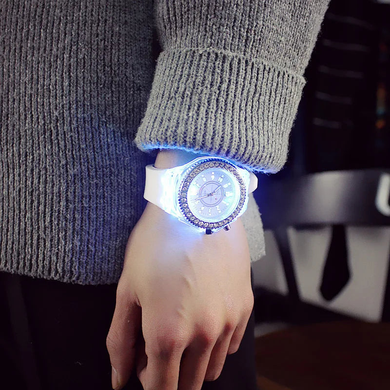 led Flash Luminous Jellies Women /Men's WristWatch