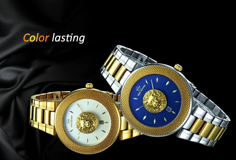 Keep Moving Lion Pattern Women's Stainless Steel Quartz Watch