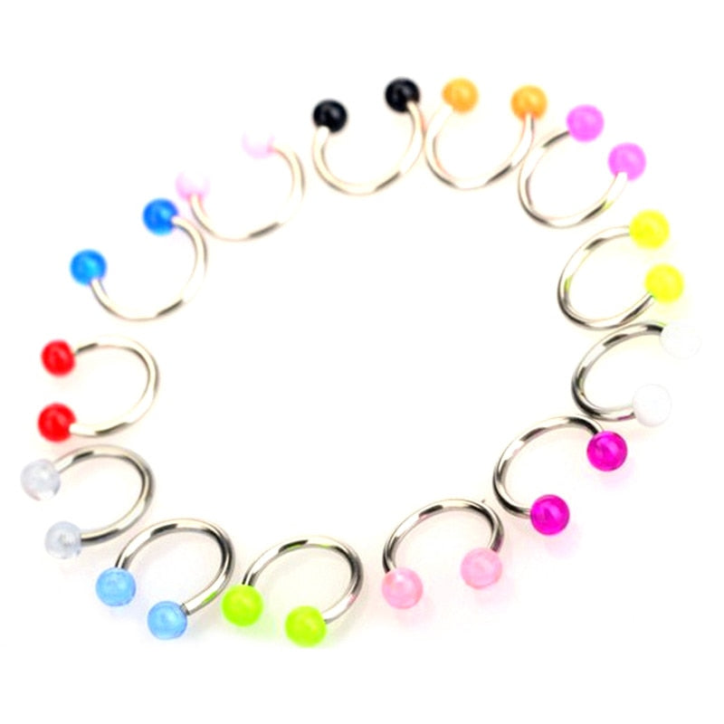 50pcs /set Acrylic Ball Fashion Nose Ring C Clip Septum Lip Eyebrow Helix Piercings Labret Body Jewelry Wholesale