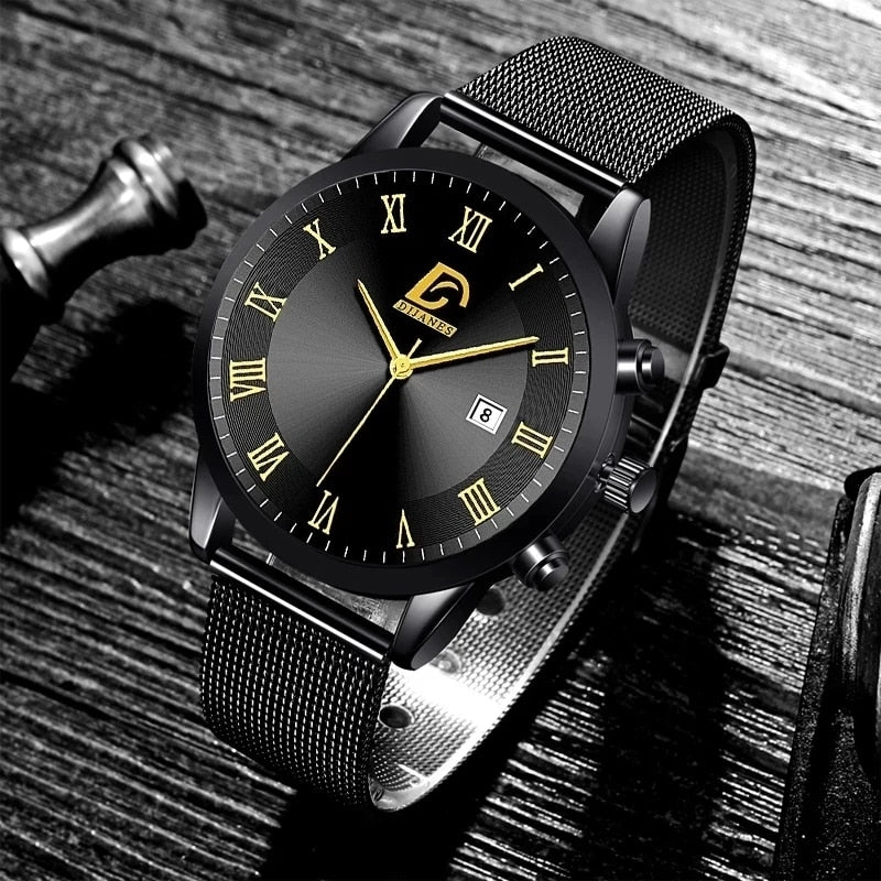 Men's  2022 Minimalist Luxury Stainless Steel Mesh Belt Quartz Wrist Watch