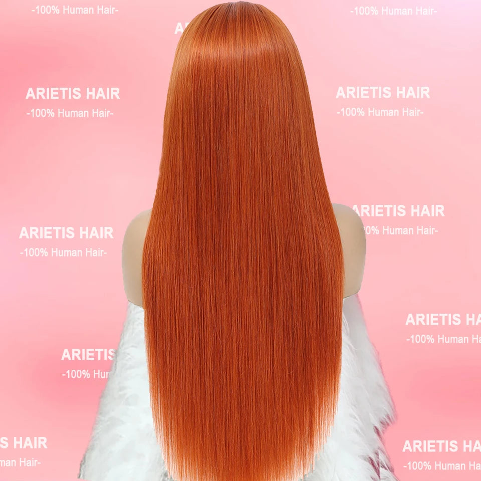 Arietis Orange Ginger Lace Front Human Hair Straight Lace Front Wigs