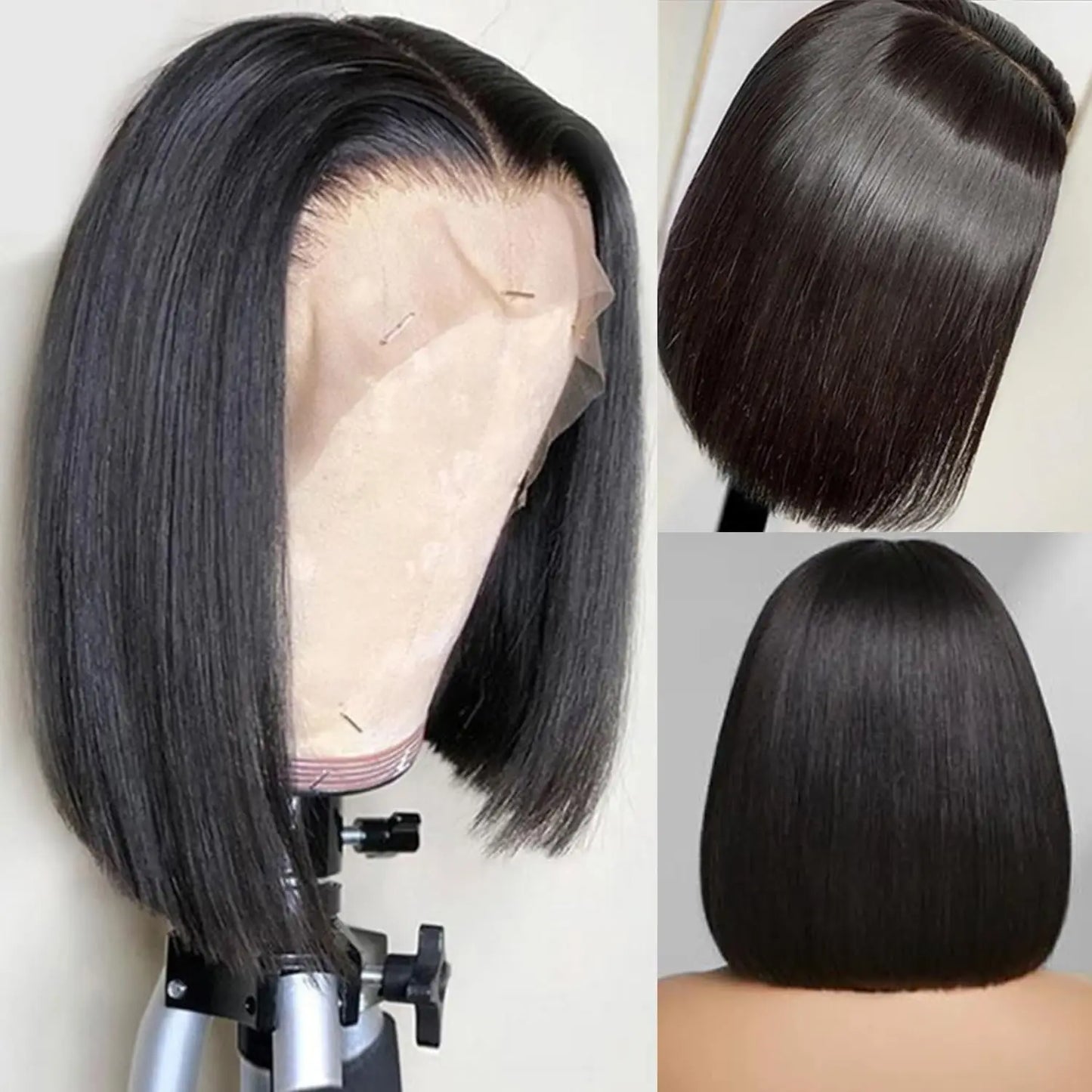 Human Hair 13x4 Transparent Lace Front Wigs 180% Brazilian Straight Short Bob Hair Wig