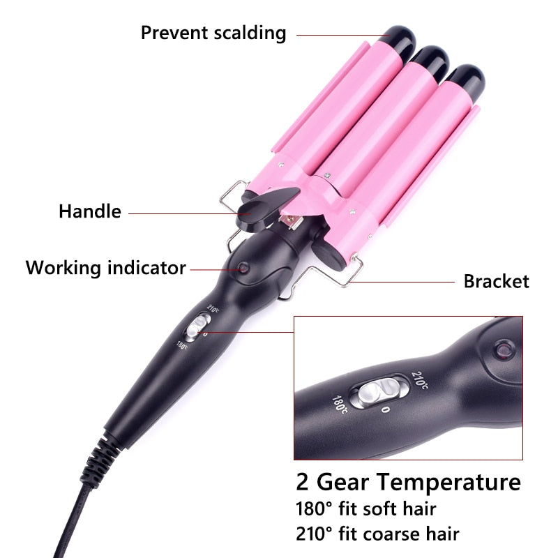 Professional triple barrel hair Curling Iron  Hair Wave Styling Tool