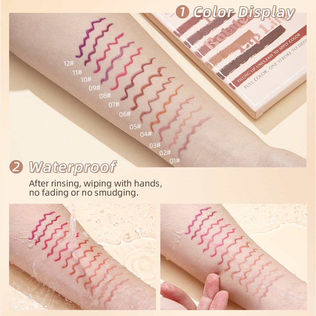 12pcs Matte Waterproof Long Lasting  Lipliner Pencil