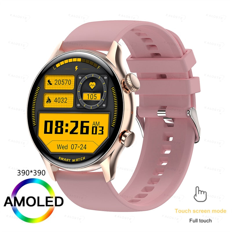 KAVSUMI AMOLED HD Screen Always On Display Men and Women's  Bluetooth Call IP68 Waterproof Sport Fitness Smartwatch