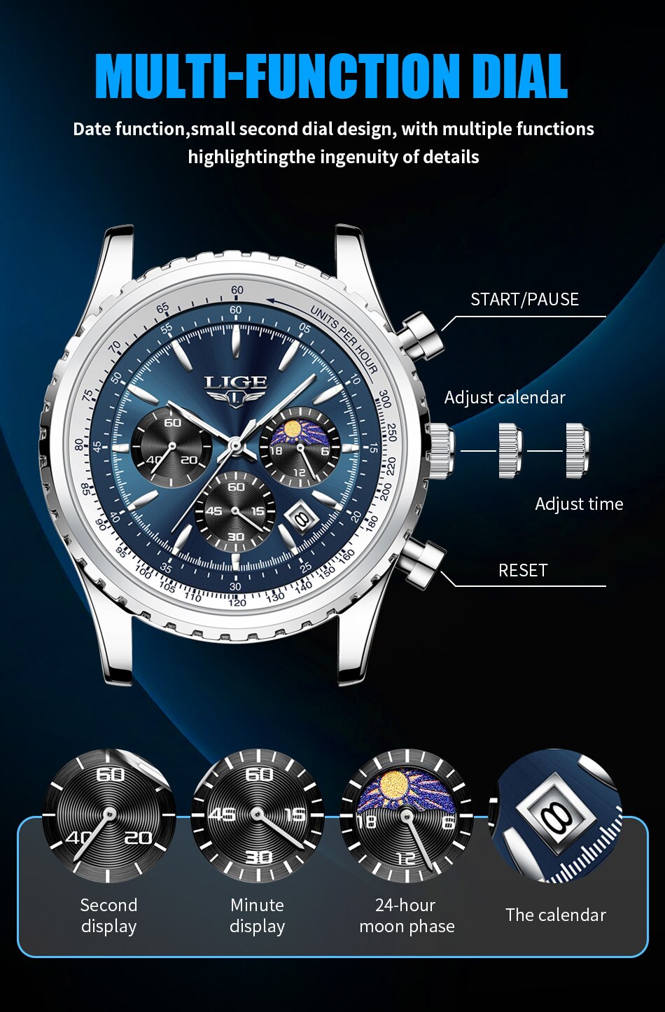 2023 Top Luxury New Men Quartz Waterproof Luminous Date Chronograph Sport Wrist Watch