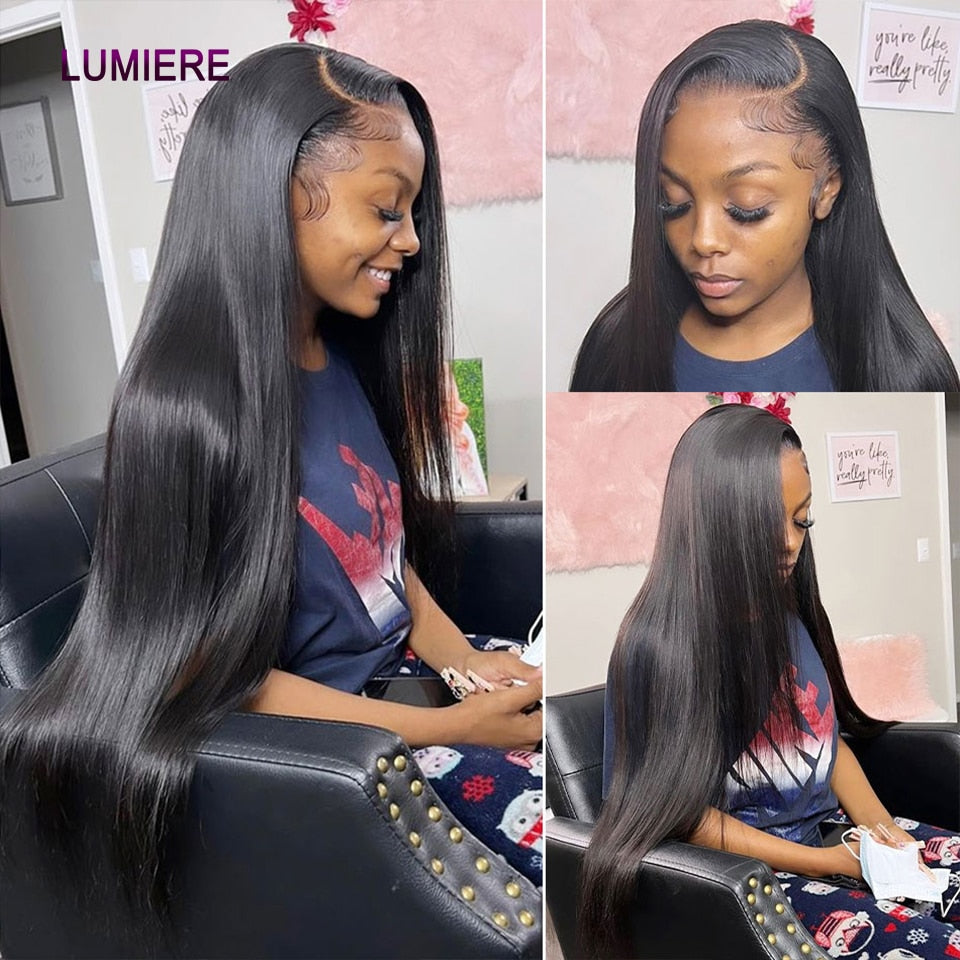 Lumiere 32 38 40 inch Brazilian Bone Straight Human Bundles Hair Weave 1/3/4 Remy Human hair  Extensions