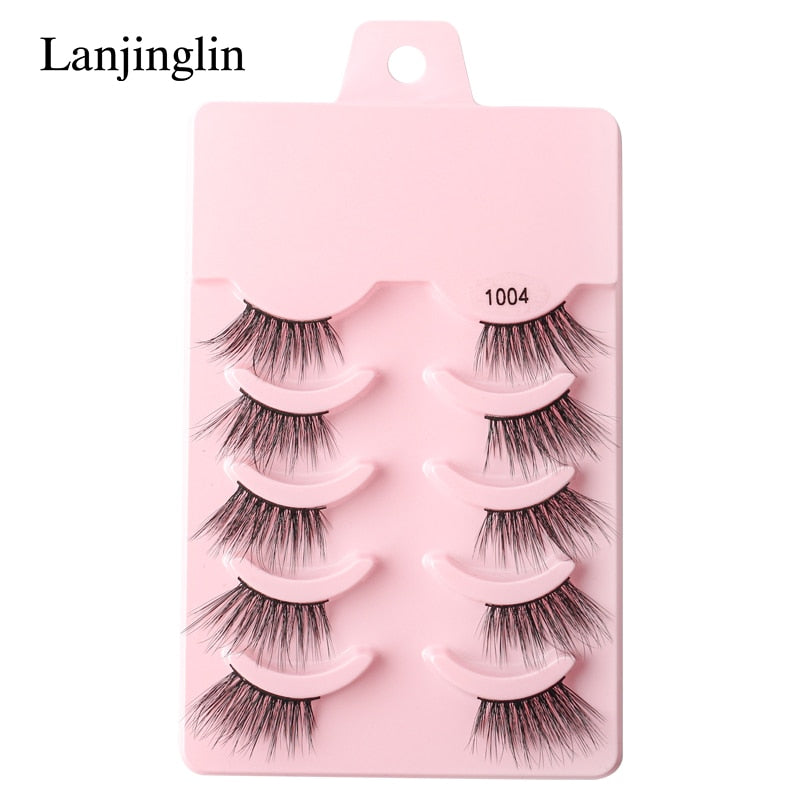 Half Eye 3/5 Pairs Faux Mink Reusable Natural Fluffy Eyelashes