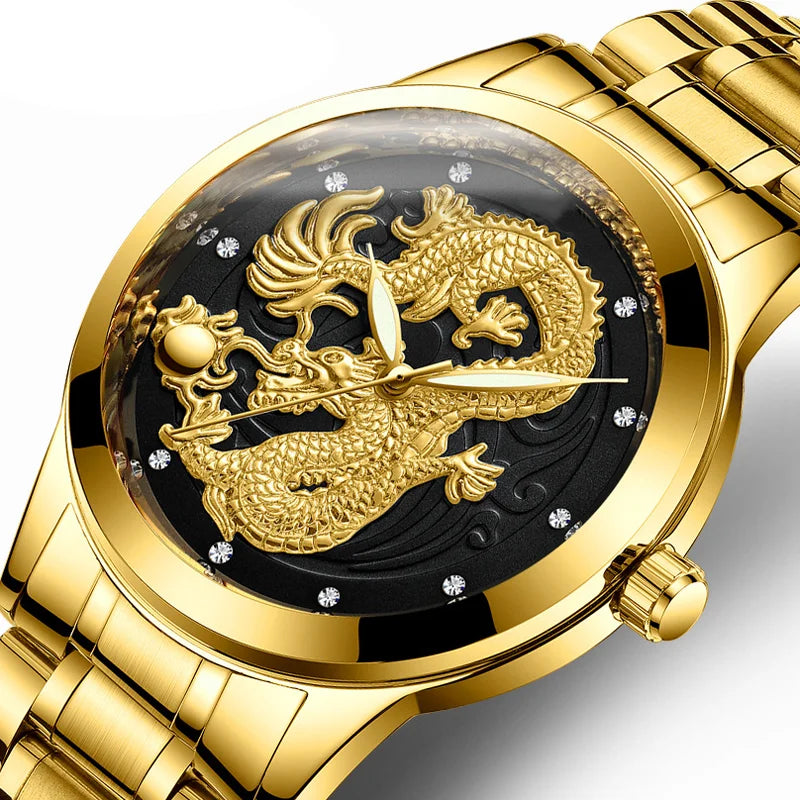 Men's Dragon Fashion Crystal Quartz Watches