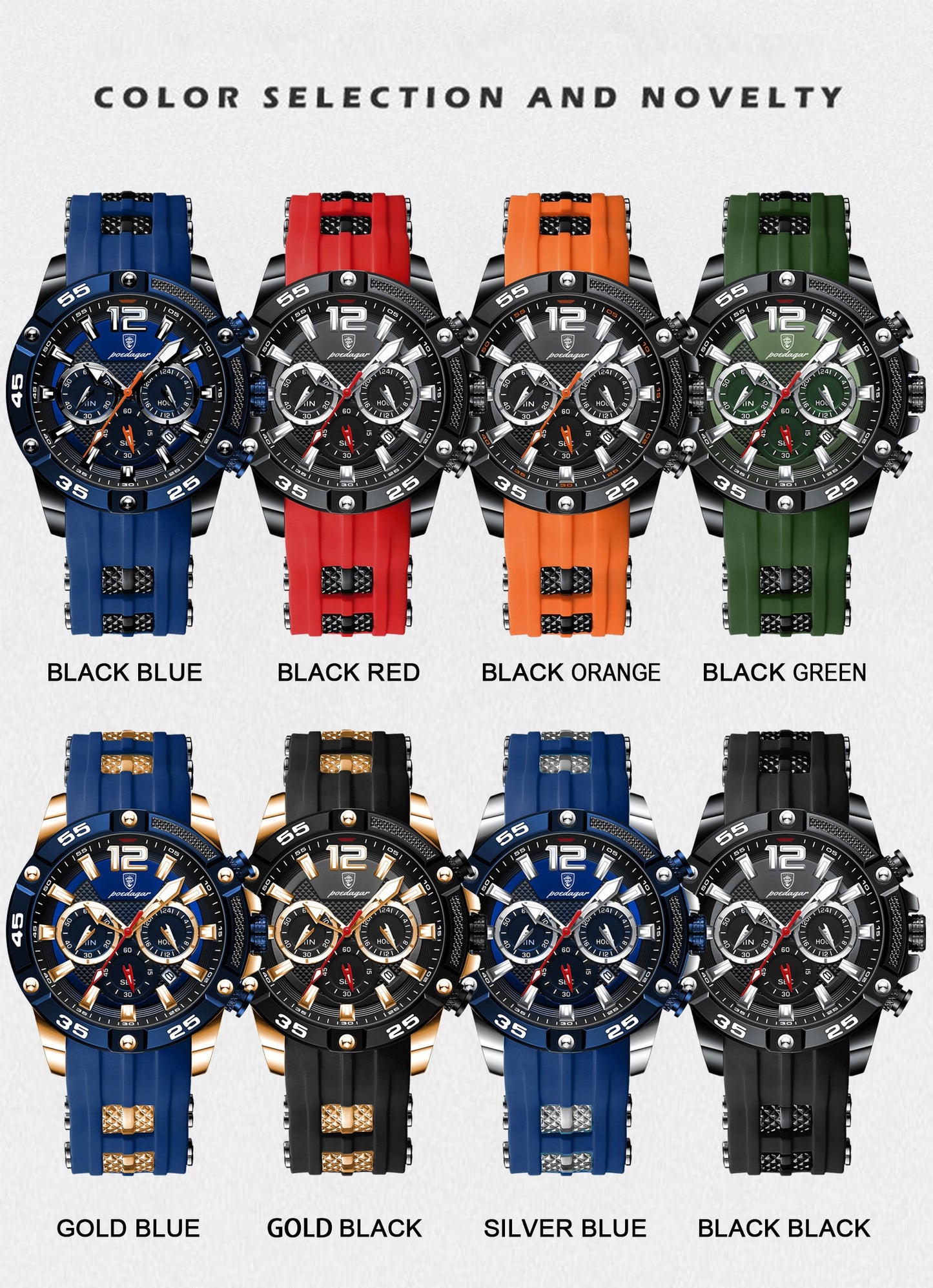 POEDAGAR High Quality Casual Men Luxury Waterproof Luminous Chronograph Date Military Quartz Watches