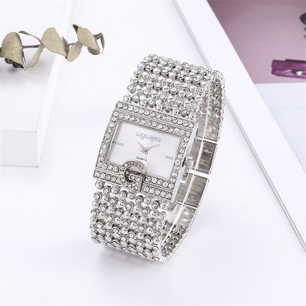 UTHAI W31 Women's Fashion Luxury Diamond G Quartz Stainless Steel Bracelet Watches