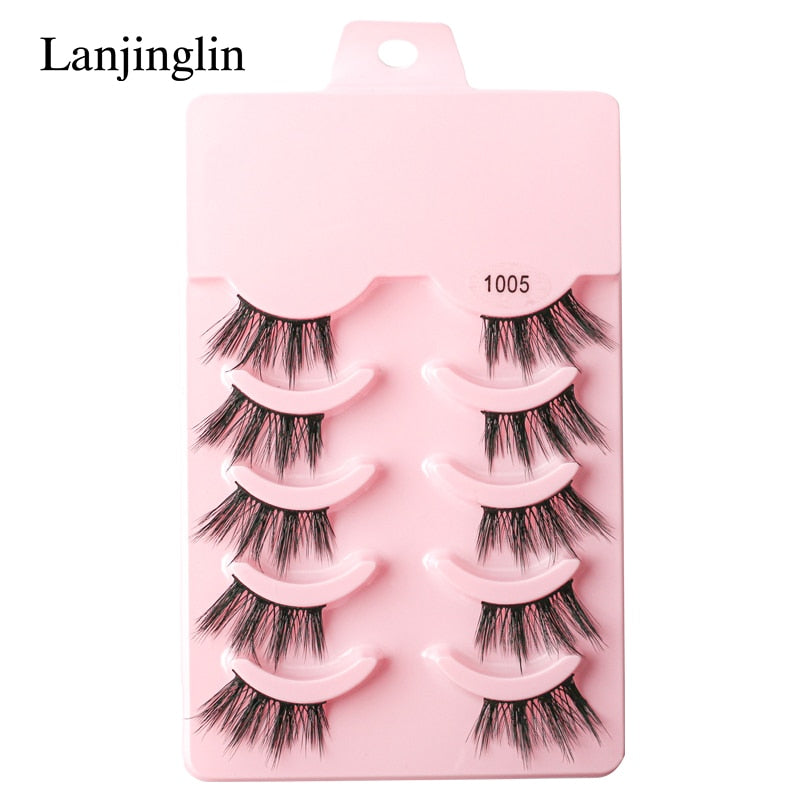 Half Eye 3/5 Pairs Faux Mink Reusable Natural Fluffy Eyelashes