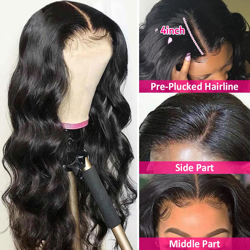 Brazilian 30Inch 13X4 13X6 Transparent Body Wave Human Hair  Pre Plucked 360 Lace Frontal Wigs