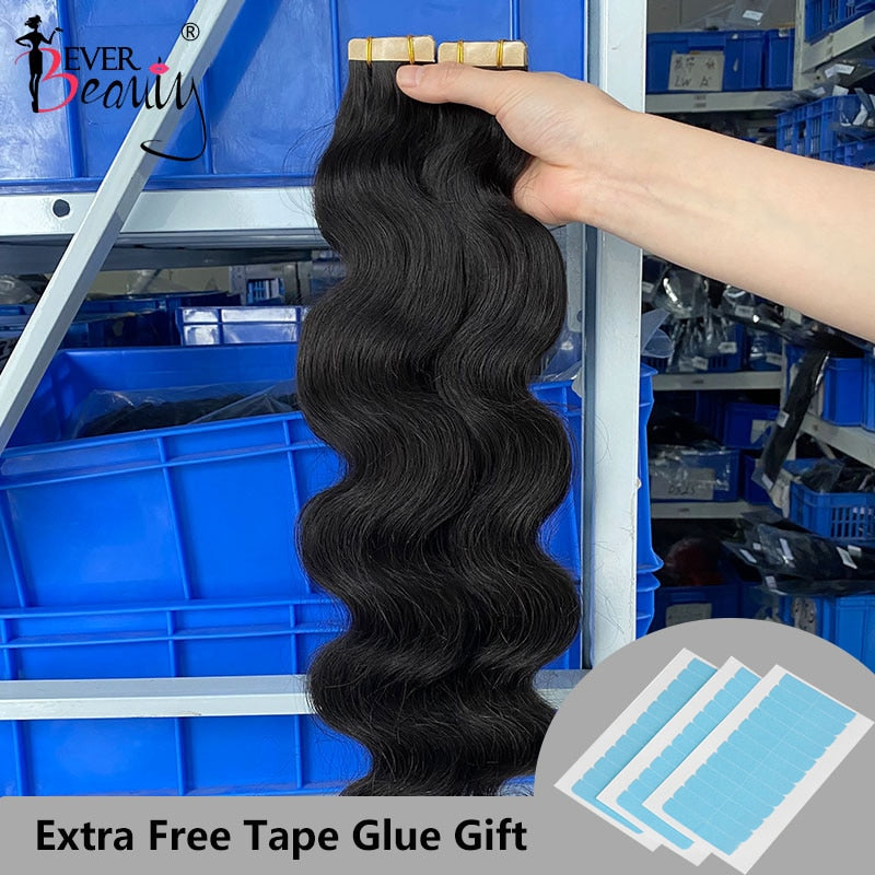 Body Wave Tape In Weft Human Extensions Invisible Brazilian Bulk Virgin Hair Microlink Tape Ins