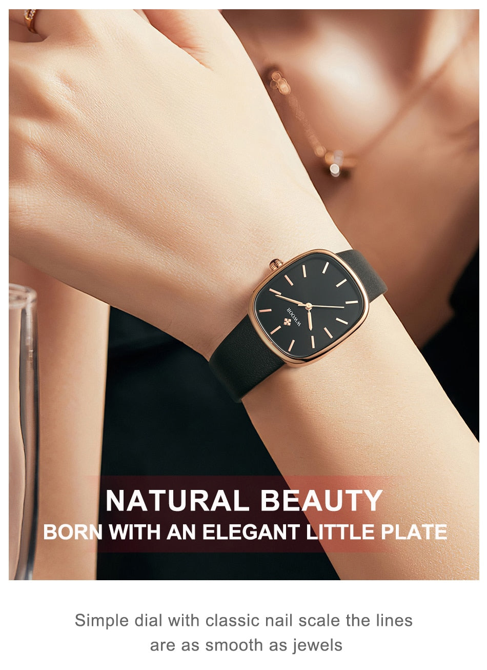 WWOOR 2023 Women's Fashion Leather Bracelet Top Brand Quartz Luxury Waterproof Ladies Wristwatch