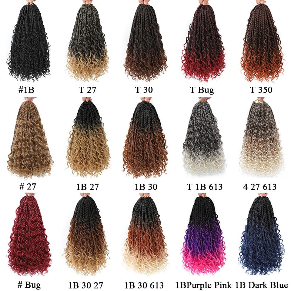 Jayfans 350 Color Bob Bohemian Box Crochet  Braids With Curly Ends 16Strands/Pack