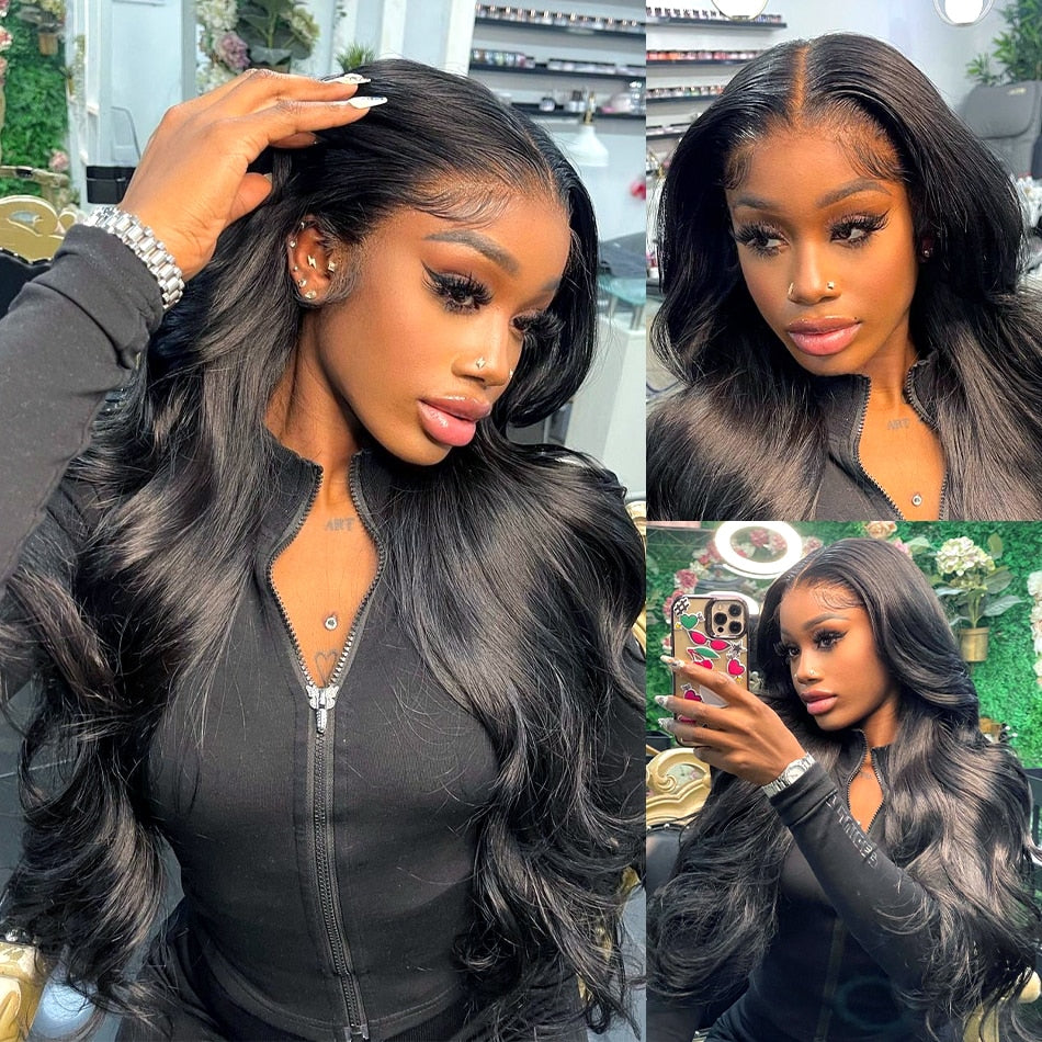 Brazilian 30Inch 13X4 13X6 Transparent Body Wave Human Hair  Pre Plucked 360 Lace Frontal Wigs