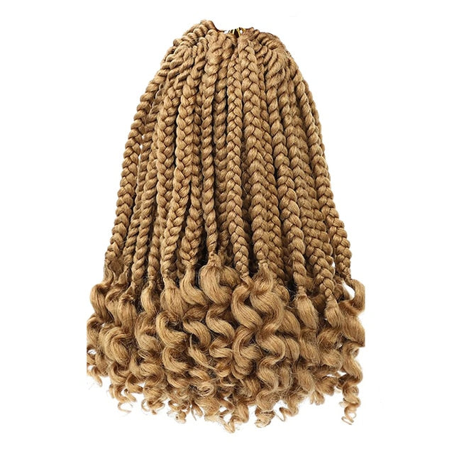 Sambraid Synthetic Short Bob 10Inch Omber Blonde Pre Stretched Box Braids with Curly Ends