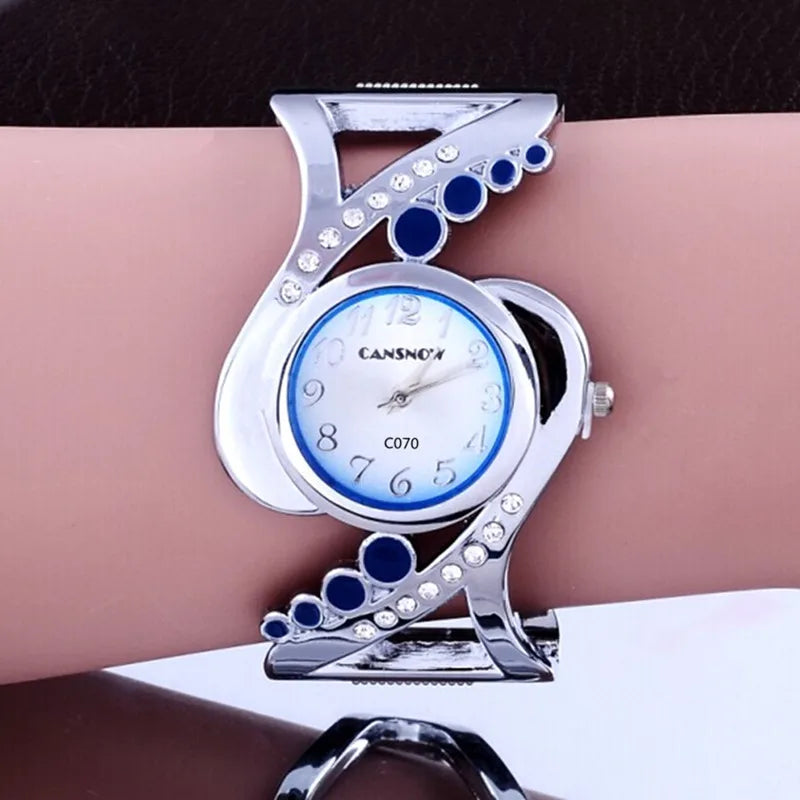 Women Bangle Quartz Crystal Luxury Wristwatch