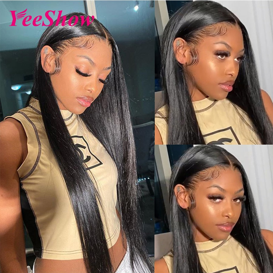 32 Inch Straight 13x4/ 13x6 Peruvian Human Hair Remy Transparent HD  Lace Frontal Wigs